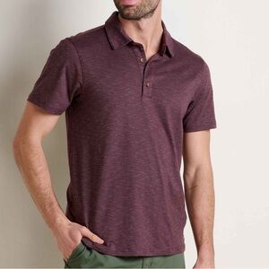 Toad & Co Tempo Short Sleeve Polo‎ Mens Large Color Raisin New With Tags